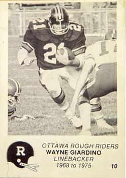 1984 JOGO Ottawa Rough Riders Yesterday's Heroes #10 Wayne Giardino Front