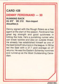 1985 JOGO #28 Denny Ferdinand Back