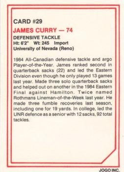1985 JOGO #29 James Curry Back
