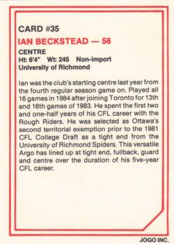 1985 JOGO #35 Ian Beckstead Back