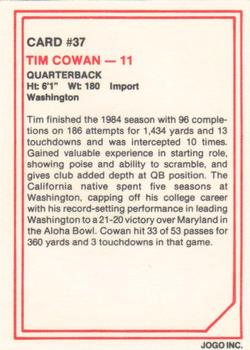 1985 JOGO #37 Tim Cowan Back