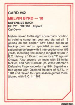 1985 JOGO #42 Melvin Byrd Back