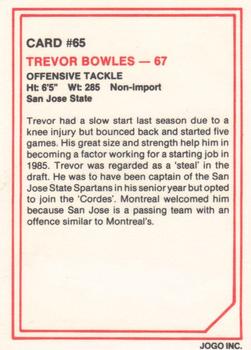 1985 JOGO #65 Trevor Bowles Back