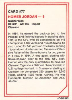 1985 JOGO #77 Homer Jordan Back