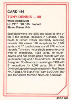 1985 JOGO #84 Tony Dennis Back
