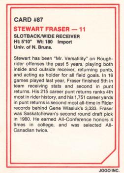 1985 JOGO #87 Stewart Fraser Back