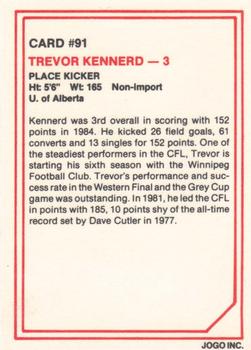 1985 JOGO #91 Trevor Kennerd Back