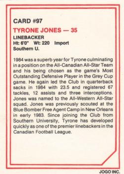 1985 JOGO #97 Tyrone Jones Back