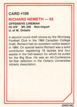 1985 JOGO #109 Richard Nemeth Back