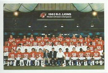 1984 Mohawk British Columbia Lions #NNO Team Card Front