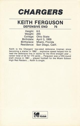 1985 Kodak San Diego Chargers #NNO Keith Ferguson Back