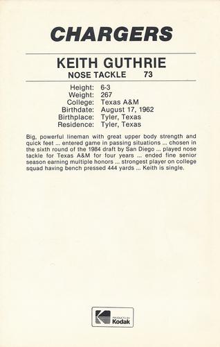 1985 Kodak San Diego Chargers #NNO Keith Guthrie Back