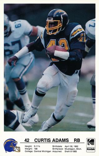 1986 Kodak San Diego Chargers #NNO Curtis Adams Front