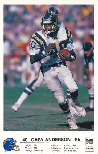 1986 Kodak San Diego Chargers #NNO Gary Anderson Front