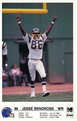 1986 Kodak San Diego Chargers #NNO Jesse Bendross Front