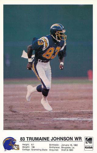 1986 Kodak San Diego Chargers #NNO Trumaine Johnson Front