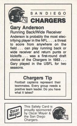 1987 San Diego Chargers Police #2 Gary Anderson Back