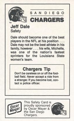 1987 San Diego Chargers Police #7 Jeffery Dale Back