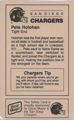 1987 San Diego Chargers Police #8 Pete Holohan Back