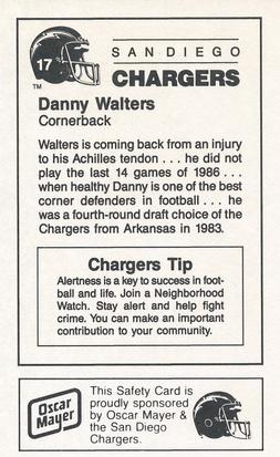 1987 San Diego Chargers Police #17 Danny Walters Back