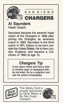 1987 San Diego Chargers Police #20 Al Saunders Back