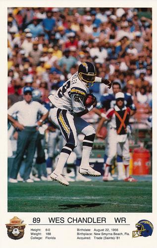 1987 San Diego Chargers Smokey #NNO Wes Chandler Front