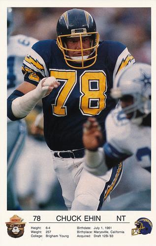 1987 San Diego Chargers Smokey #NNO Chuck Ehin Front