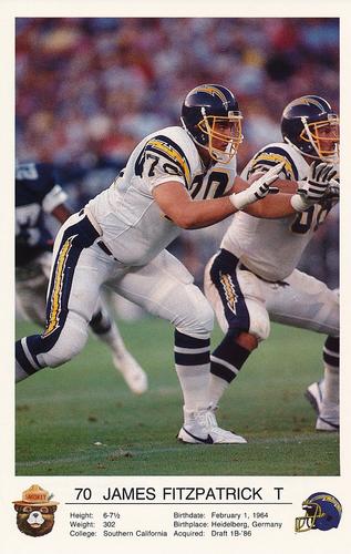 1987 San Diego Chargers Smokey #NNO James Fitzpatrick Front