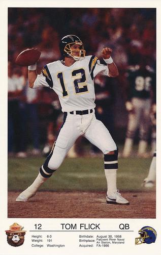 1987 San Diego Chargers Smokey #NNO Tom Flick Front