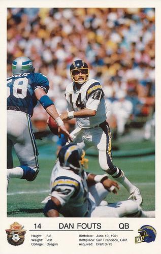 1987 San Diego Chargers Smokey #NNO Dan Fouts Front