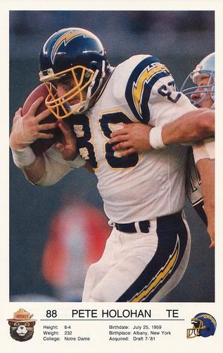 1987 San Diego Chargers Smokey #NNO Pete Holohan Front