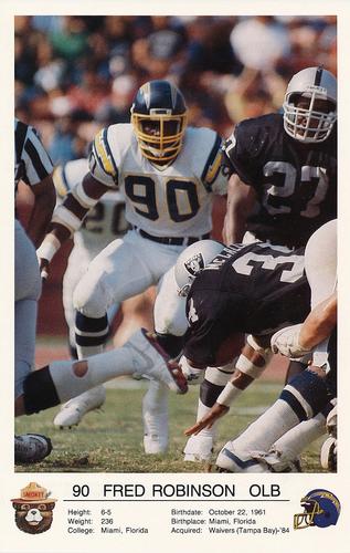 1987 San Diego Chargers Smokey #NNO Fred Robinson Front
