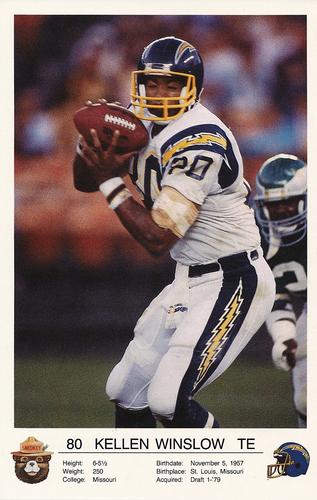 1987 San Diego Chargers Smokey #NNO Kellen Winslow Front