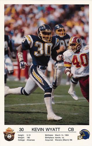 1987 San Diego Chargers Smokey #NNO Kevin Wyatt Front