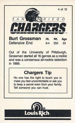 1990 San Diego Chargers Police #4 Burt Grossman Back