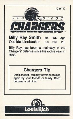 1990 San Diego Chargers Police #10 Billy Ray Smith Back