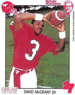 1989 Kentucky Fried Chicken Calgary Stampeders (CFL) #NNO David McCrary Front