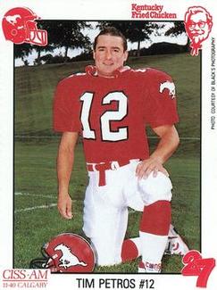 1989 Kentucky Fried Chicken Calgary Stampeders (CFL) #NNO Tim Petros Front