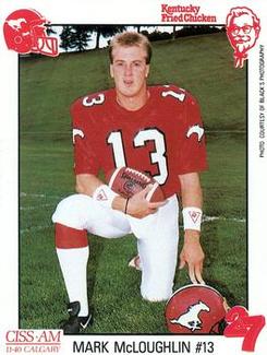 1989 Kentucky Fried Chicken Calgary Stampeders (CFL) #NNO Mark McLoughlin Front
