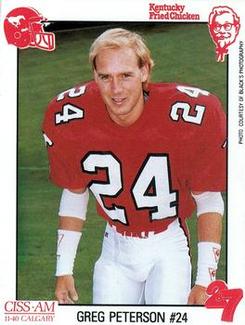 1989 Kentucky Fried Chicken Calgary Stampeders (CFL) #NNO Greg Peterson Front