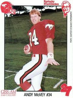 1989 Kentucky Fried Chicken Calgary Stampeders (CFL) #NNO Andy McVey Front