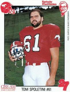 1989 Kentucky Fried Chicken Calgary Stampeders (CFL) #NNO Tom Spoletini Front