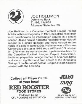 1981 Red Rooster Edmonton Eskimos #NNO Joe Hollimon Back