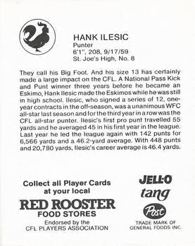 1981 Red Rooster Edmonton Eskimos #NNO Hank Ilesic Back