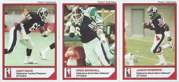 1984 McDonald's Ottawa Rough Riders (CFL) - Panels #NNO Gary Dulin / Greg Marshall / Junior Robinson Front
