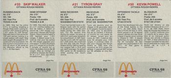 1984 McDonald's Ottawa Rough Riders (CFL) - Panels #NNO Kevin Powell / Tyron Gray / Skip Walker Back