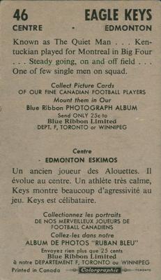 1954 Blue Ribbon Tea CFL #46 Eagle Keys Back