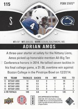 2015 Upper Deck - Black and White Glossy #115 Adrian Amos Back
