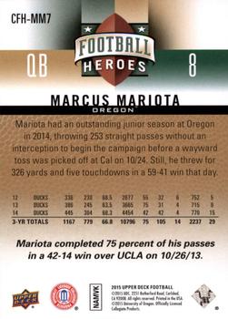 2015 Upper Deck - College Football Heroes: Jameis Winston and Marcus Mariota #CFH-MM7 Marcus Mariota Back