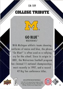2015 Upper Deck - College Tribute Patches #CM-189 Go Blue Back